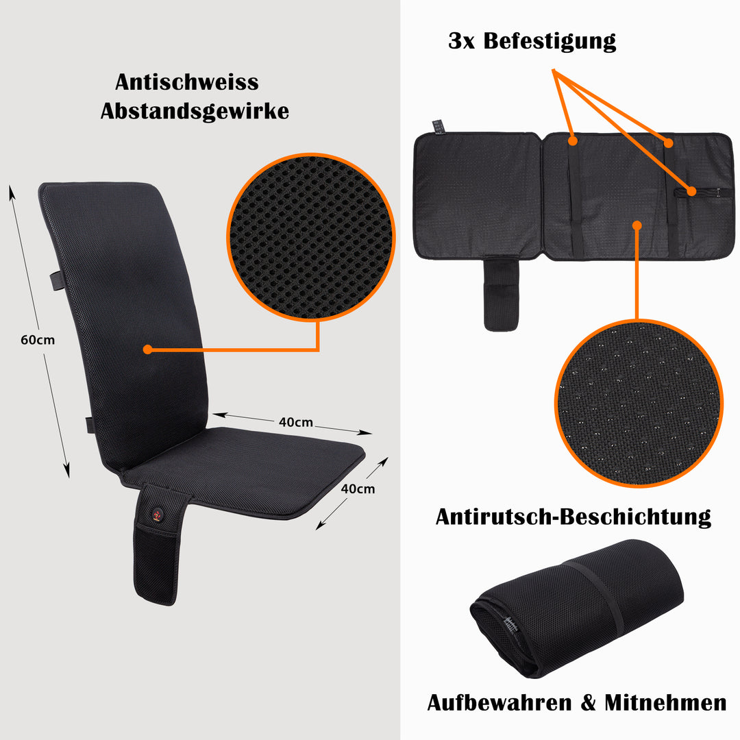 Mobile Beheizbare Sitzauflage – Akku- & Netzbetrieb