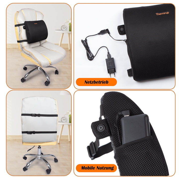 Beheizbares Rückenkissen, Rückenwärmer, Stuhlkissen, Wärmekissen für Stuhl